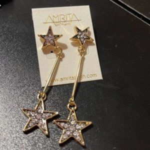 Amrita Singh Rhinestone Gold and Black star earrings